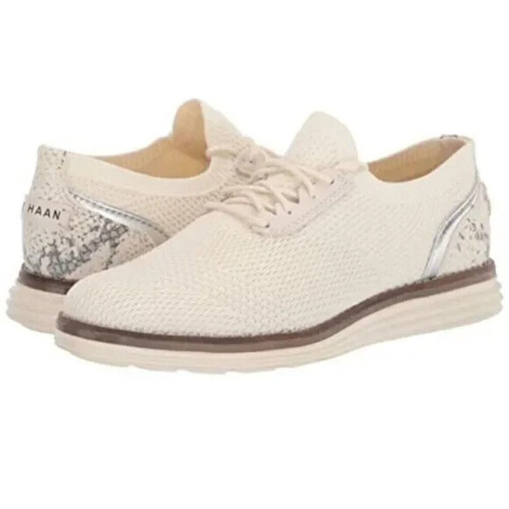 Cole Haan Ivory Original Grand Meridian Oxford Faux Snakeskin Shoes 7.5 Box J9